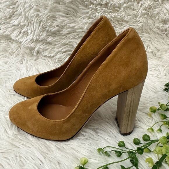 Jimmy Choo Laria Canyon Brown Suede Round Toe Wood High Heel Pump sz 34 EU/ US 4 - Picture 4 of 8